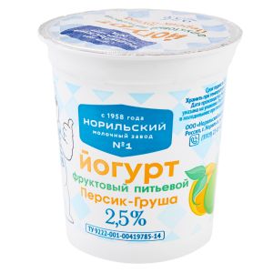 Йогурт питьевой персик-груша 2,5% 200 г