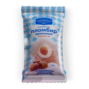 Пломбир с карамелью в вафельном стаканчике 80 г